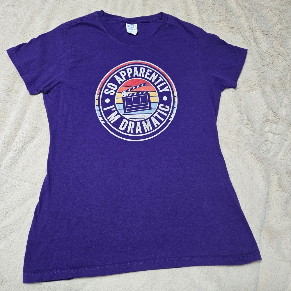 Drama Acting Purple Graphic T-Shirt, S